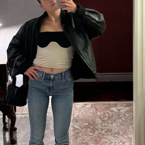 oresund iris cream and black tube top